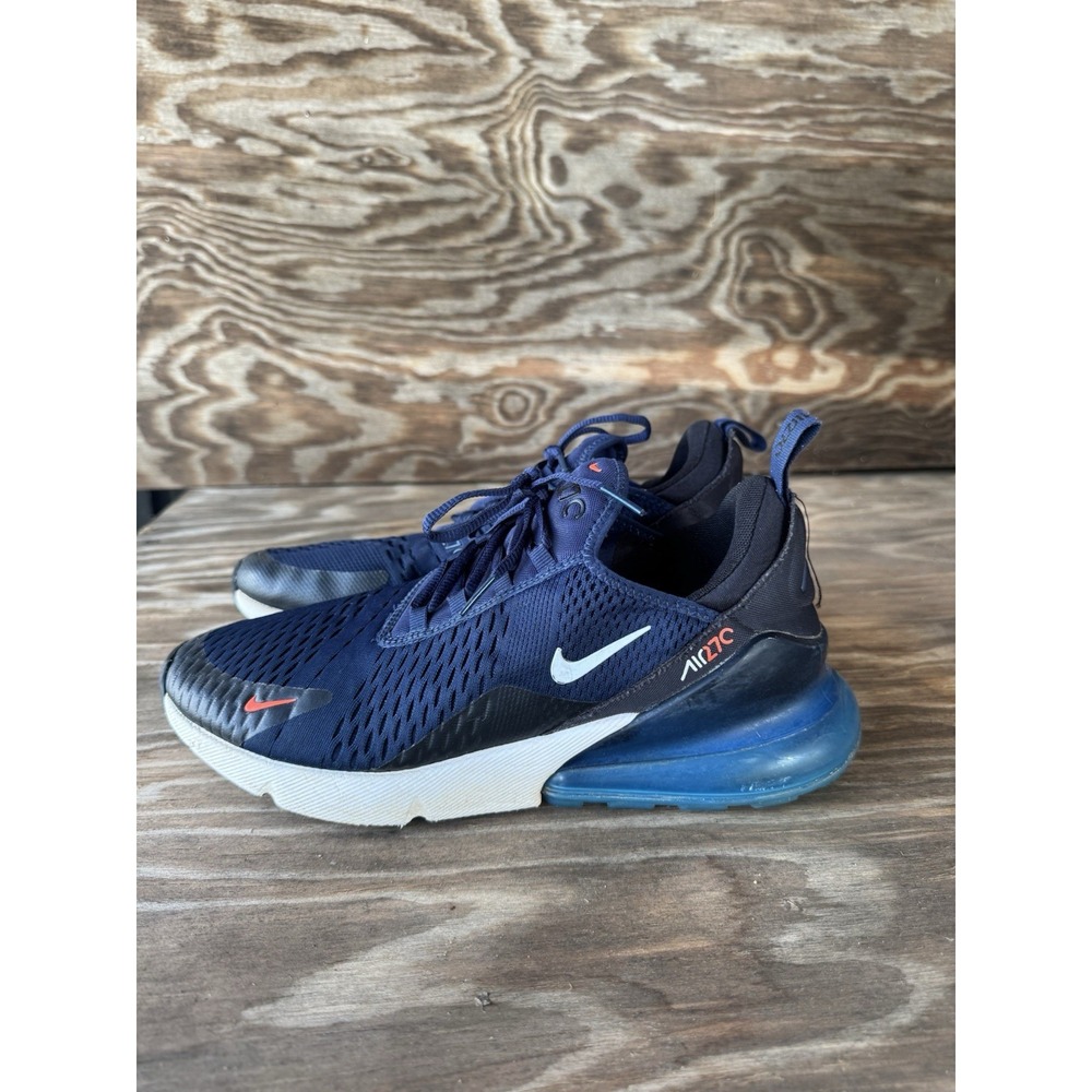 Size 10.5 - Nike Air Max 270 Shoes Mens Midnight Navy Bright Crimson Sneakers